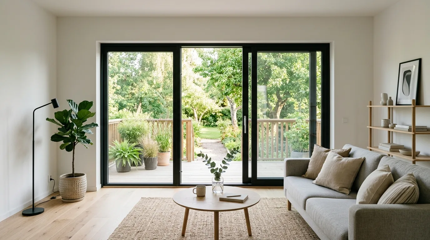 Add curtains that slide easily with the doors